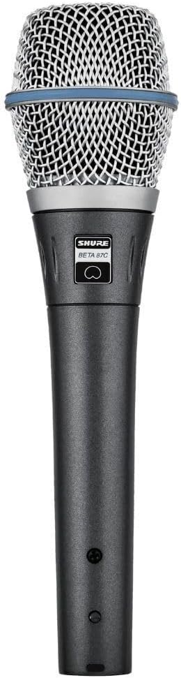 Shure BETA 87C Studio Grade Vocal Microphone with Built-in Pop Filter - Single Element Cardioid Condenser Mic with A25D Mic Clip and Storage Bag, Ideal for Studio Recording and Live Performances