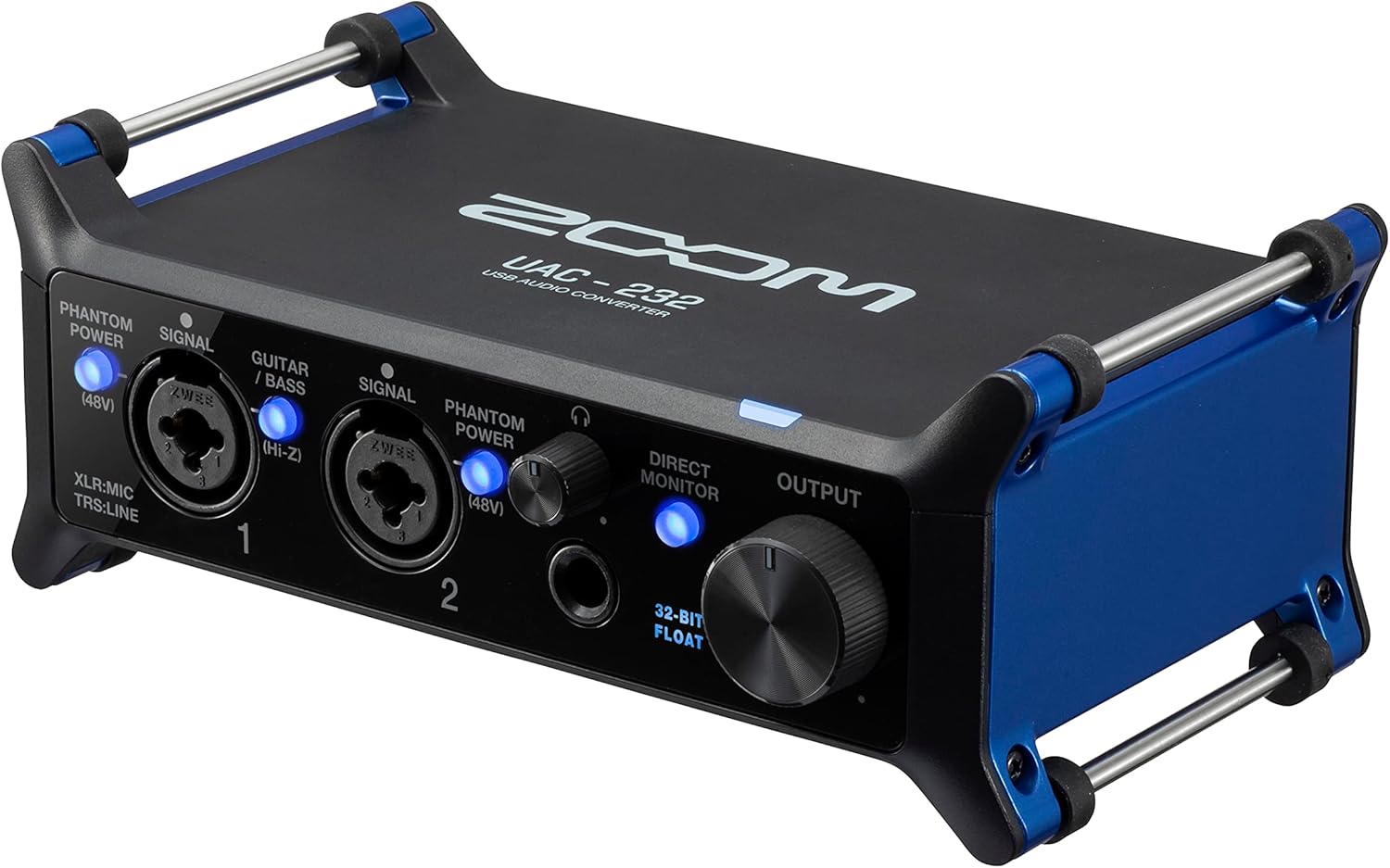 Zoom UAC-232 Audio Converter with 32-Bit Float, Audio Interface,2 XLR/TRS Combo Inputs, Headphone Outputs, 192 kHz Sample Rate, For Music & Streaming
