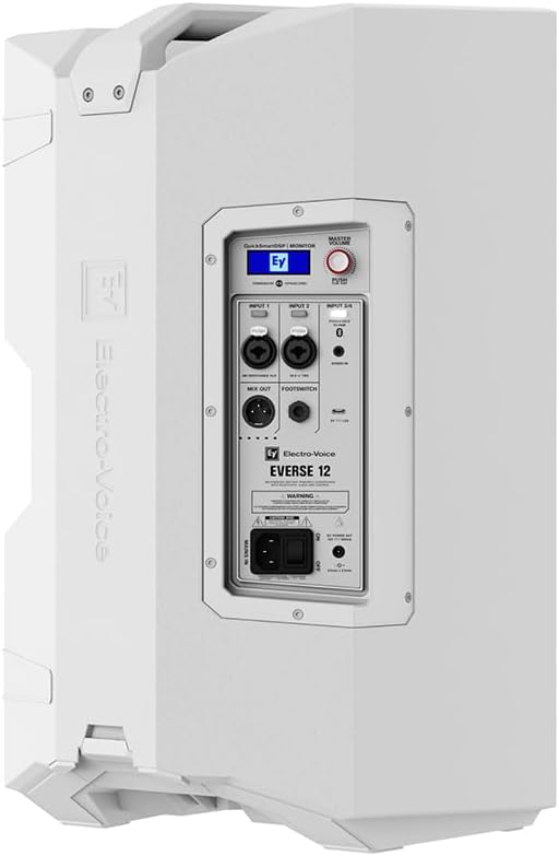 Electro-Voice EVERSE 12 Weatherized Battery-Powered Loudspeaker with Bluetooth Audio and Control White (Pair) Bundle with 2X 20' XLR Cable, SS-47S-PB Deluxe Steel Speaker Stand and Carrying Case