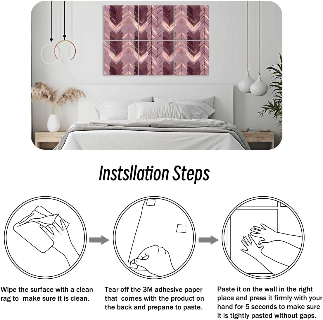 6 Pack Art Acoustic Panels Rose gold glitter knitted seamless pattern Soundproof Wall Panels, 48