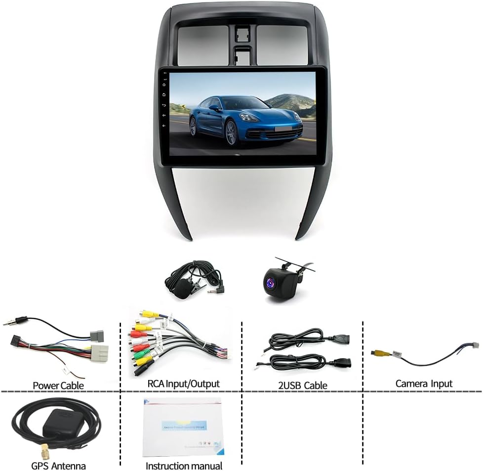 2+32G 10In Car Stereo for Nissan Versa Sedan 2015-2019 2018 2017 2016 w/GPS Navigation with Carplay w/Android Auto Double Din Touchscreen Car Radio Receiver Backup Camera