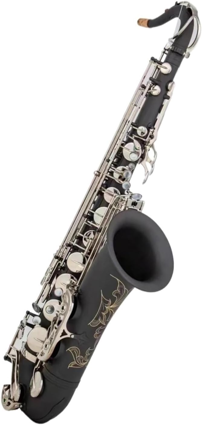Tenor Saxophone Bb Black Matte Nickel Plating Woodwind Instrument With Case Accessories (Color : Army green)