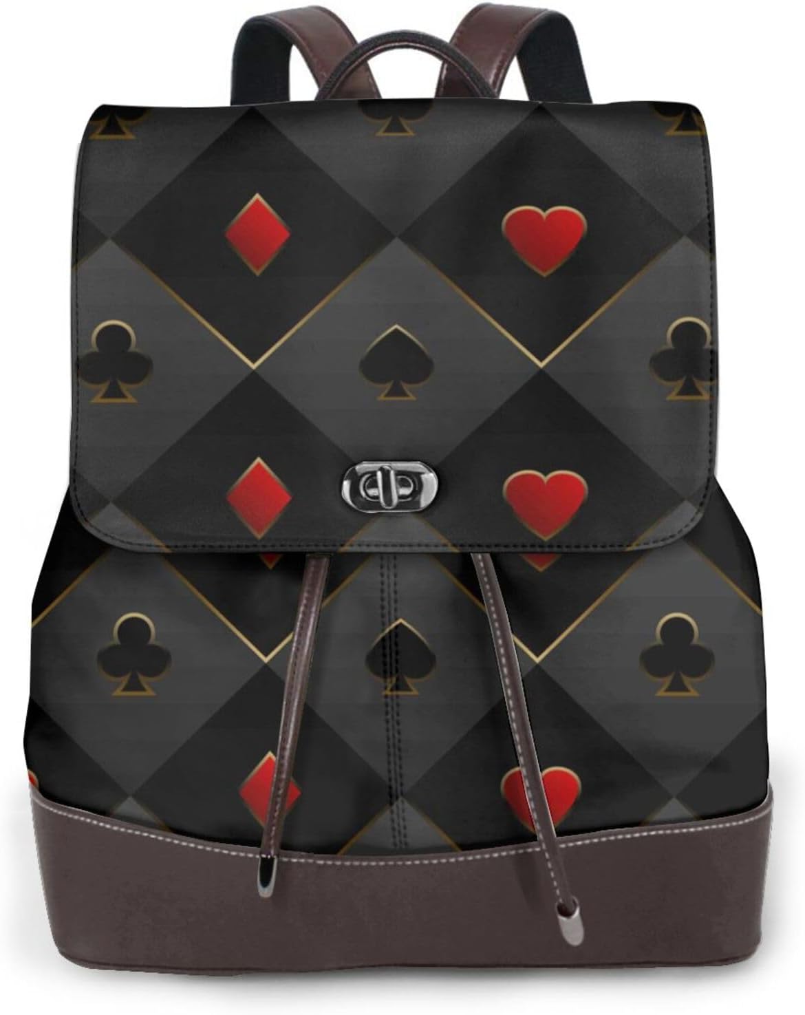 Red Poker for Womens Backpack Purse Microfiber PU Anti-theft Large Fashion Designer Travel Bag Ladies Shoulder Bags