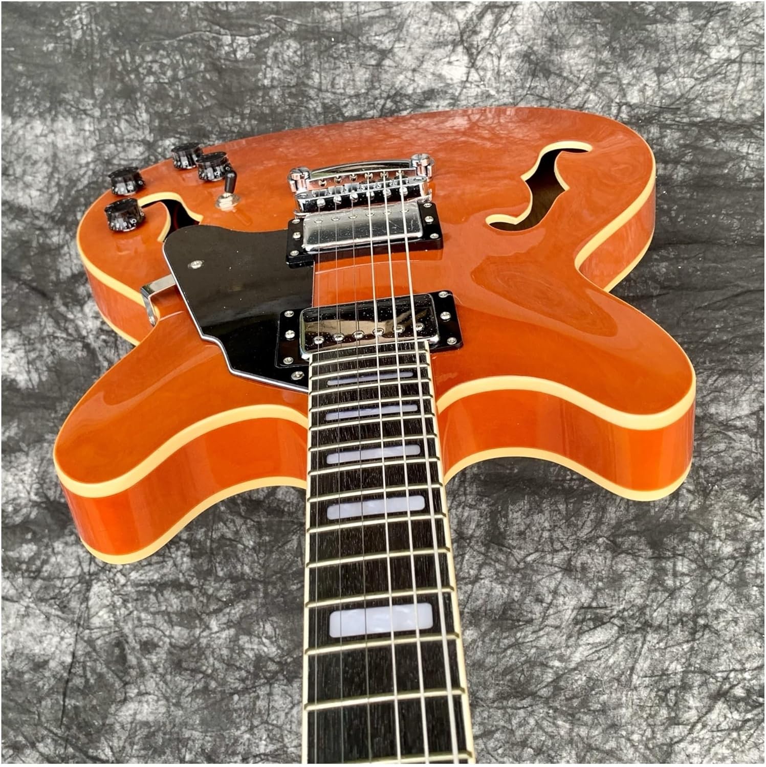 Beginner Electric Guitar Kits Original Transparent Orange Semi Hollow Jazz Electric Guitar For Performance