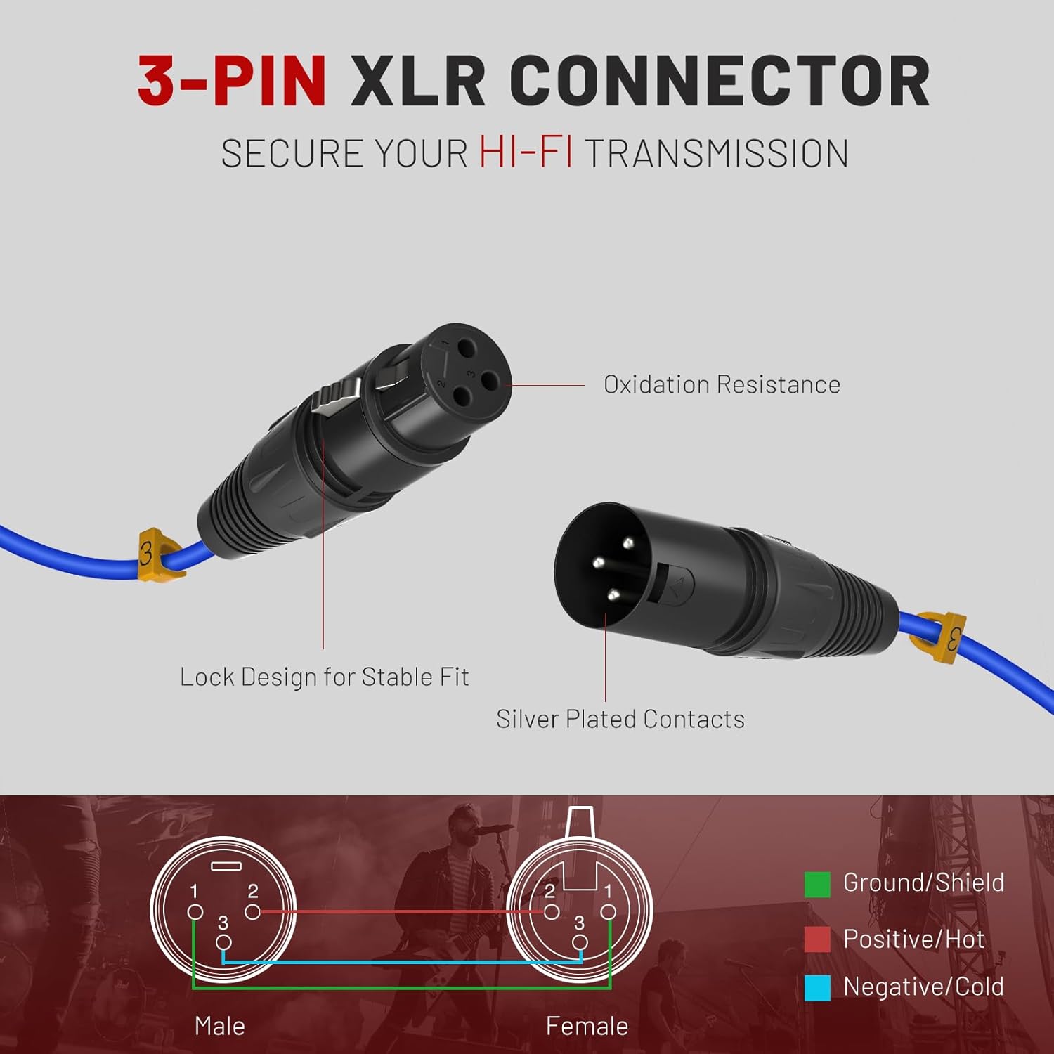 Phenyx Pro Wireless Microphone System, 8-Channel UHF Wireless Mic (PTU-4000-8H) Bundle with 10Ft XLR Snake Cable