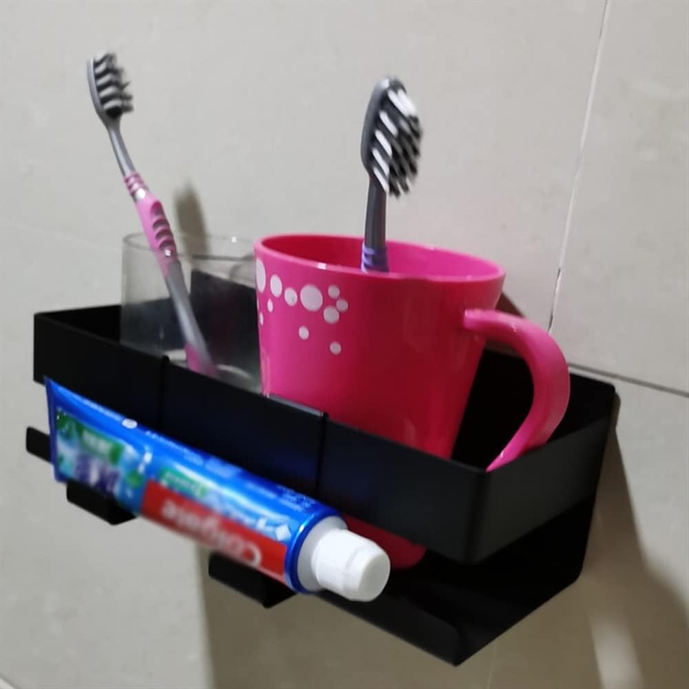 Shower Caddy Black Metal Bathroom Shelf, Stainless Steel Shower Shelf, No Drilling Required Organizer, Wall Mount Shampoo Rack Bathroom Organizer (Color : Black)