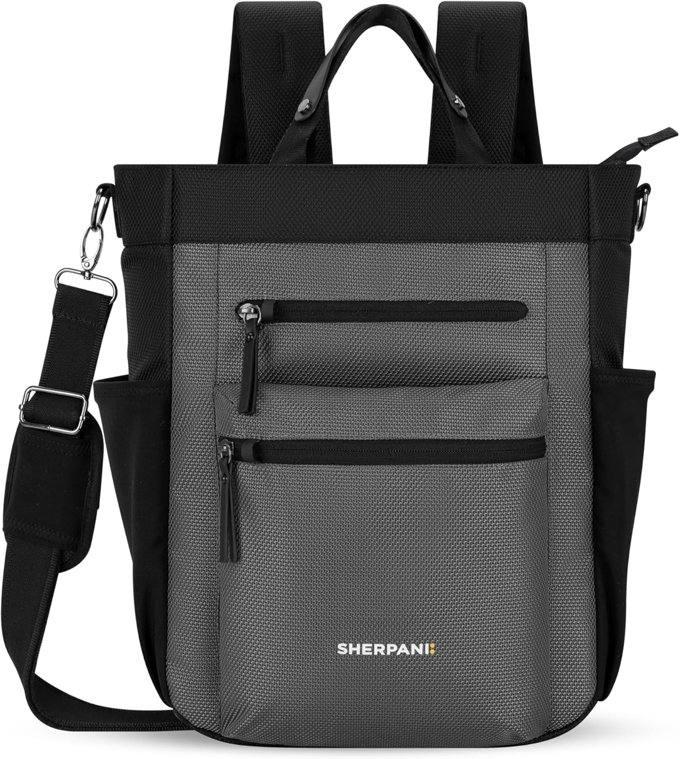 Sherpani Soleil, Anti Theft Convertible Backpack, 3 in 1 Tote Bag, Cross Body Purse, 18L Travel Backpack, Travel Gifts for Women, RFID Protection, Metal Hardware Fits 13” Laptop (Granite)