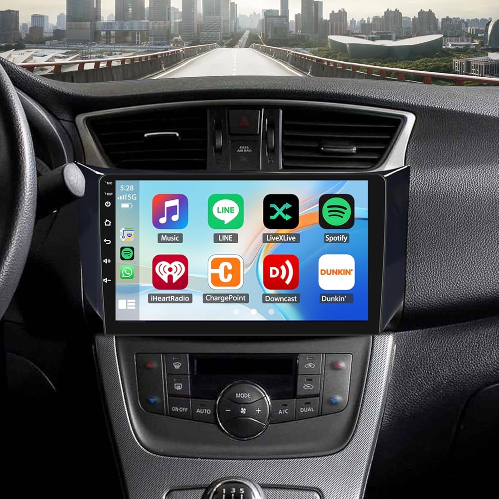 2+32G Car Stereo for Nissan Sentra 2012-2018 with Wireless with CarPlay Android Auto, Android 13 Radio Touchscreen Car Radio with Bluetooth GPS WiFi Backup Camera