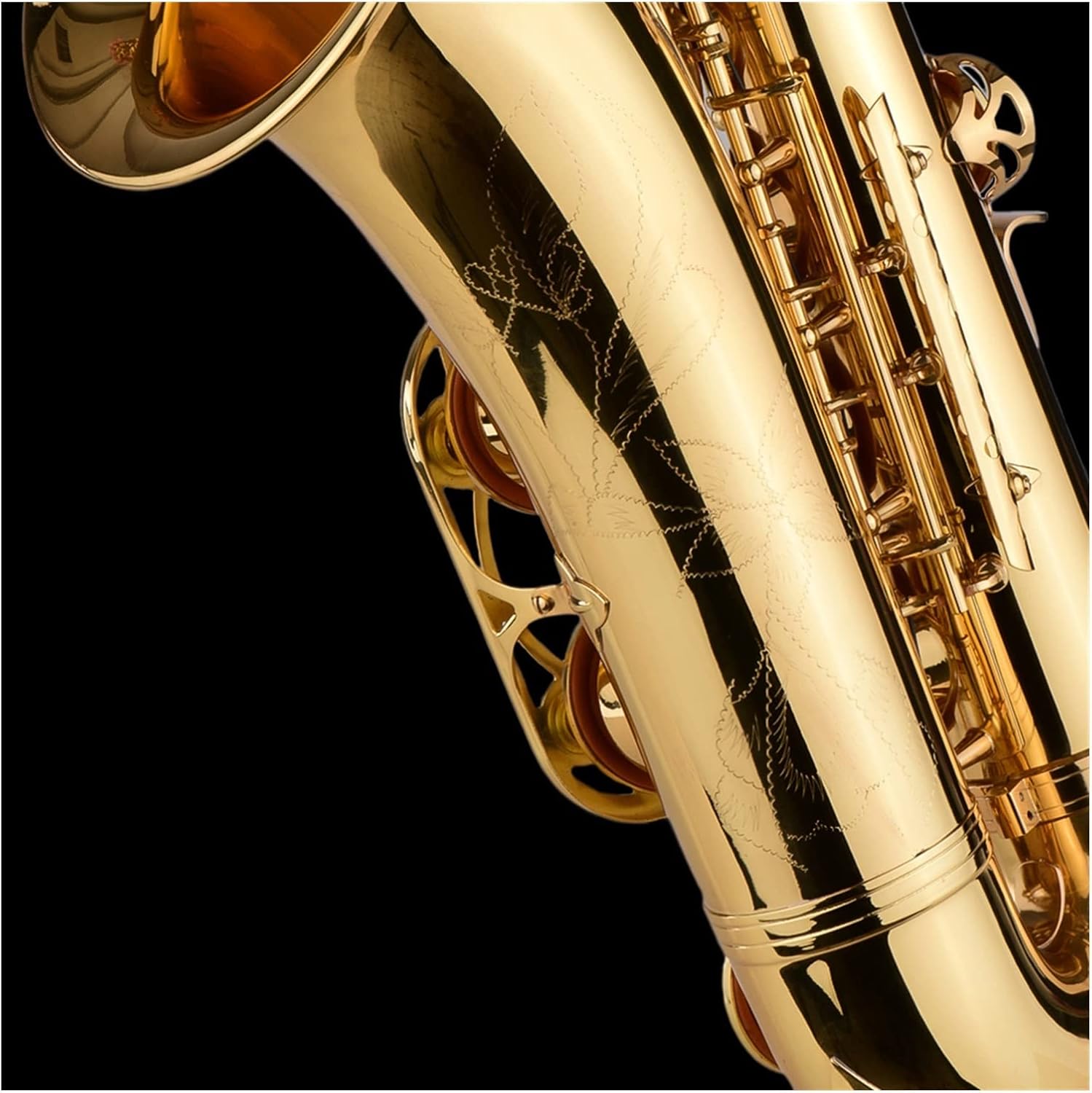 Bb Tenor Saxophone Sax Brass Body Gold Lacquered Surface Woodwind Instrument