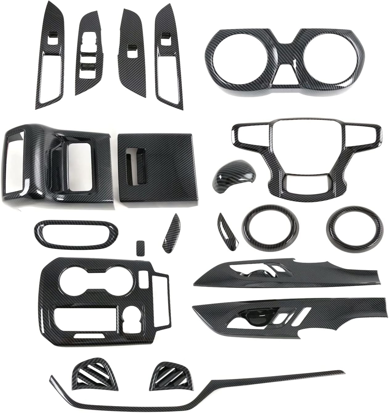 HIGH FLYING for Chevy Chevrolet Blazer 2019-2024 Car Accessories Interior Carbon Fiber Grain Cover Trims ABS Decoration Kit 22PCS LHD (NOT Fit RS, LT)