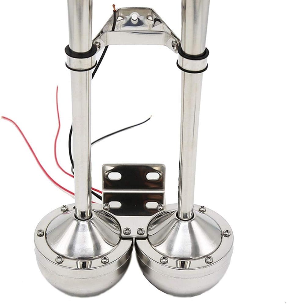 Electric Car Horn 150DB Bugle Loud Speaker - Marine Stainless Steel Double Horn 304 for 12V Cargo Wheel Ship Trucks Vans Trains Boats