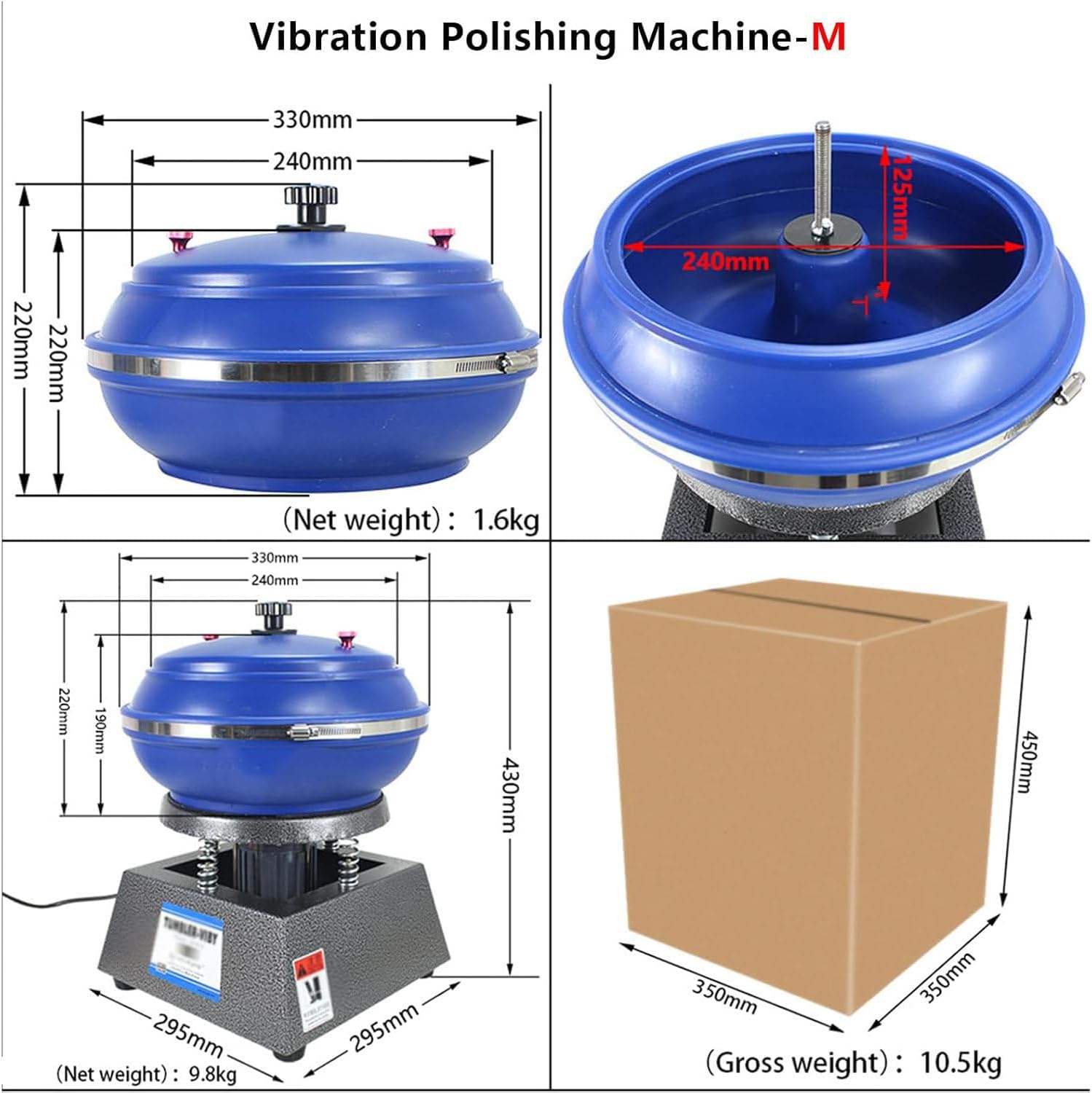 Polishing Machine, Vibrating Polishing Drum, Sleeve Polisher, Strong and Stable, High Load Capacity, Convenient Operation, for Grinding and Polishing Workpiece Surfaces, Jewelry Accessories,6.2L