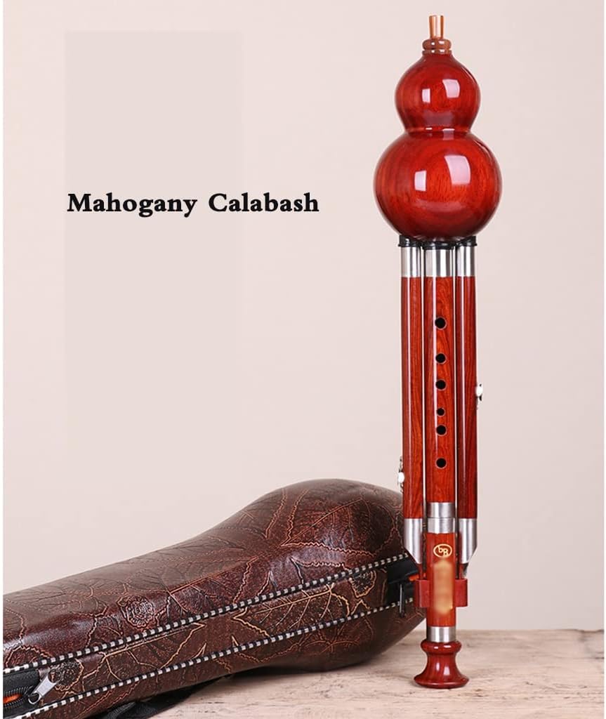 Musical Instruments Chinese Traditional Instrument Hulusi Cucurbit Flute Bottle Gourd Silk With Chinese Knot Carry Case For Beginners Musical Gift,Wind Instruments (Color : Red, Size : B flat)