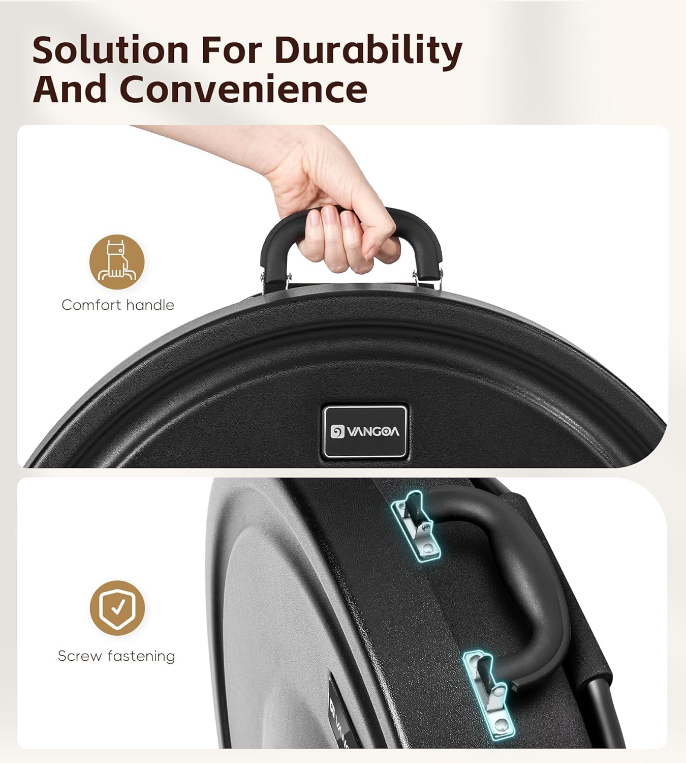 Vangoa Upgrade Hard Cymbal Case with Wheels, Rolling Cymbal Vault with Foam Washers Fits Up to 7 * 22