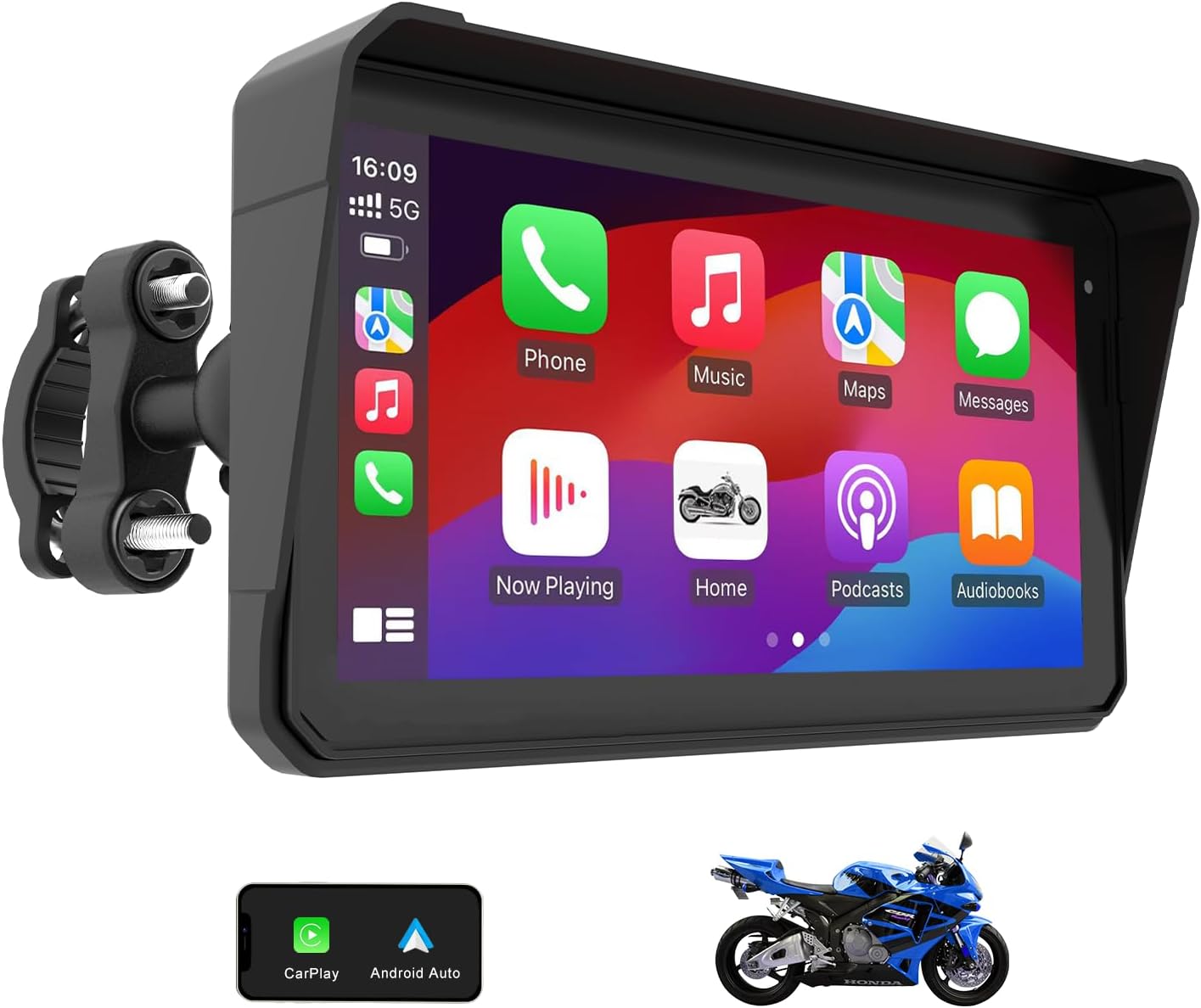 60Hz Motorcycle Carplay GPS Navigation System with 6