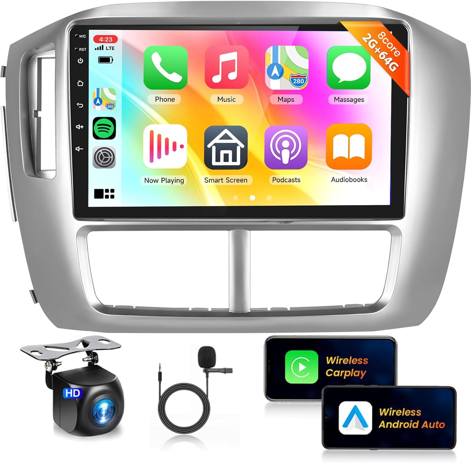 【DSP 36EQ】 8Core 2G+64G Android Car Stereo for Honda Pilot 2006-2008 Radio with Wireless CarPlay Android Auto,9inch 1280X720P IPS Touchscreen Bluetooth 5.0 RDS FM Radio FGPS WiFi AHD Backup Camera