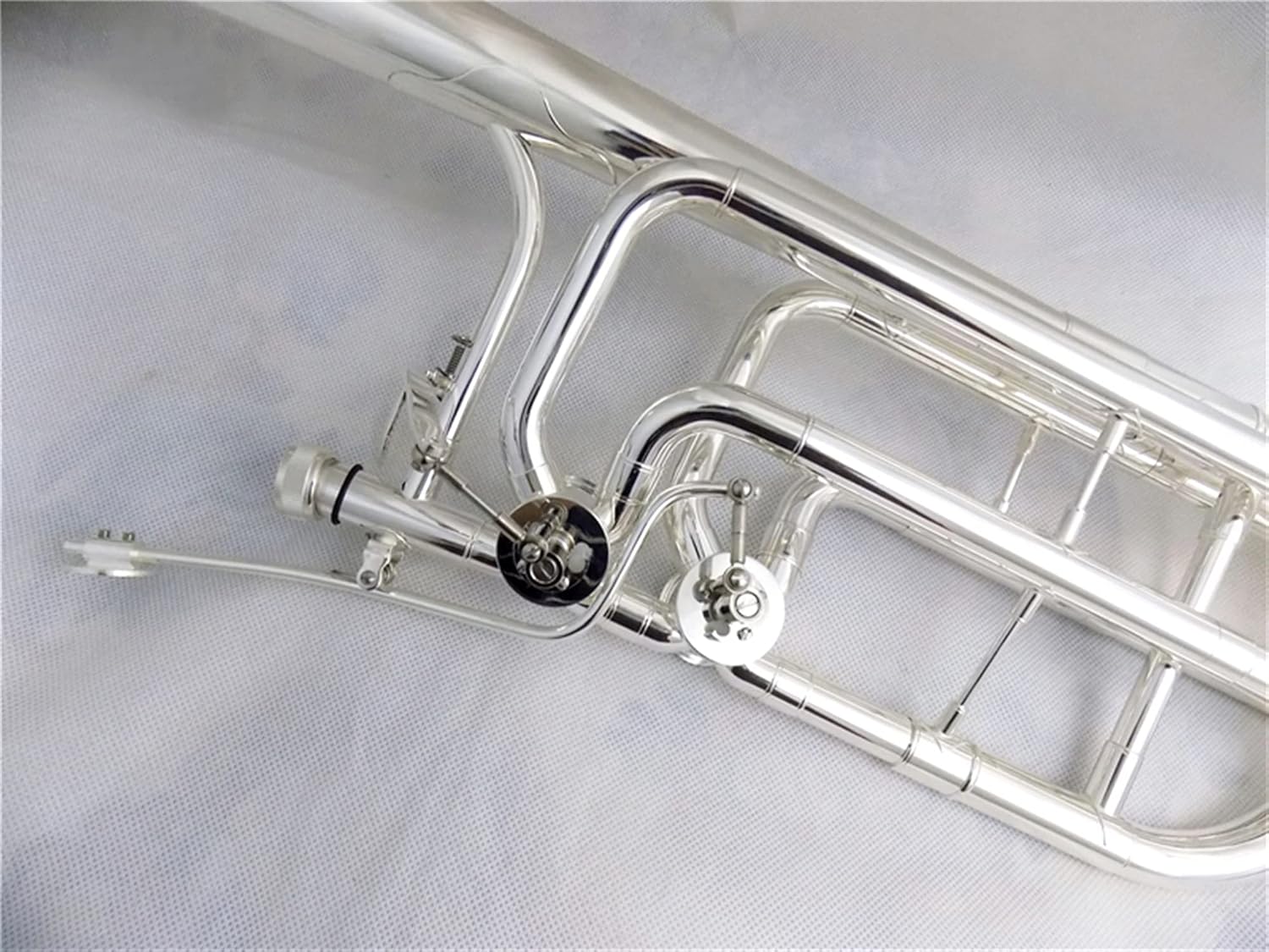 Standard Trombone Bass Trombone Bb/F/EB/D with Case Mouthpiece Silver Plated Trombone Musical Instruments Slide Trombones Valve Trombone (Color : Silver Plated)