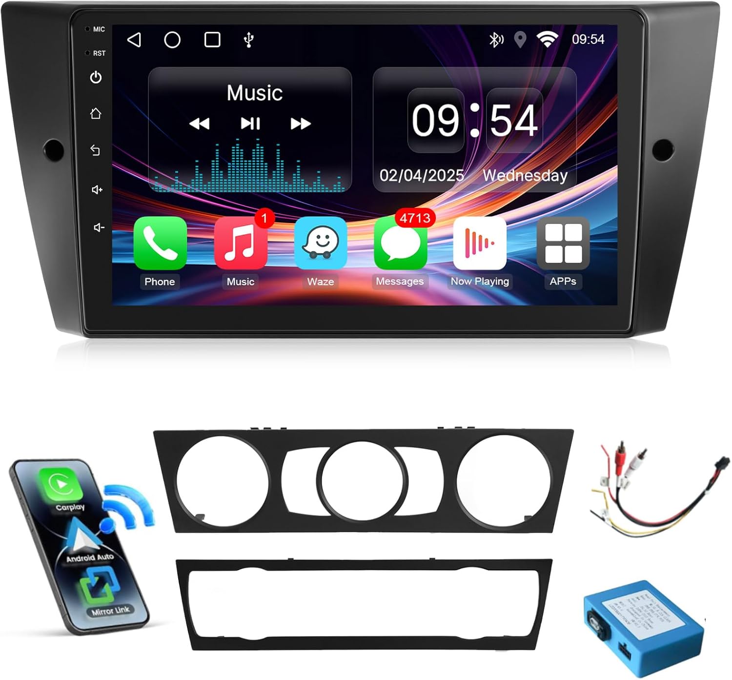 Leadfan Car Radio for BMW 3 Series 328i 335i 325i (E90/E91/E92/E93) 2005-2011 with Wireless Carplay Android Auto, 9