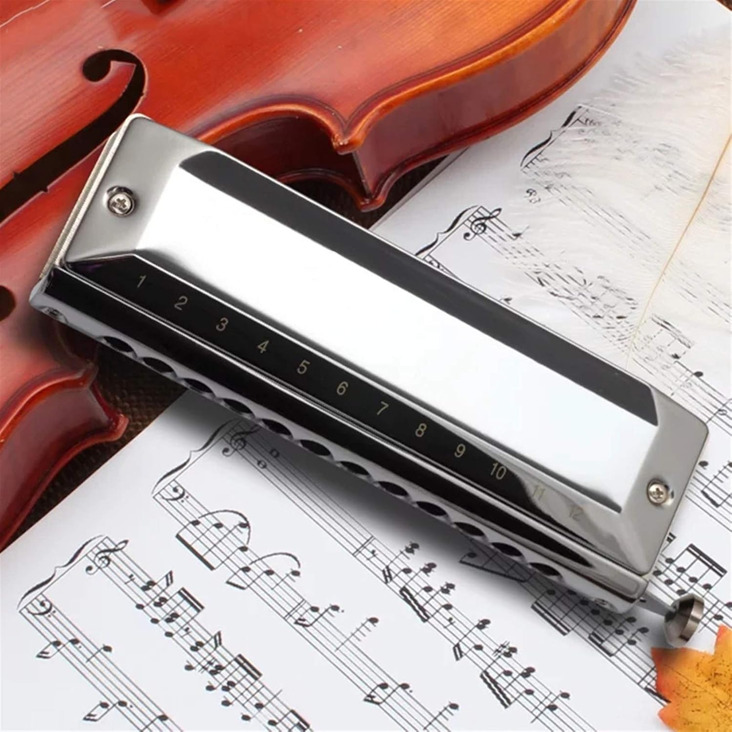 SUOFEILAIMU Chromatic Harmonica Alto Chromatic Harp Lower C 12 Holes Mouth Organ Musical Instruments (Color : T1248Z)