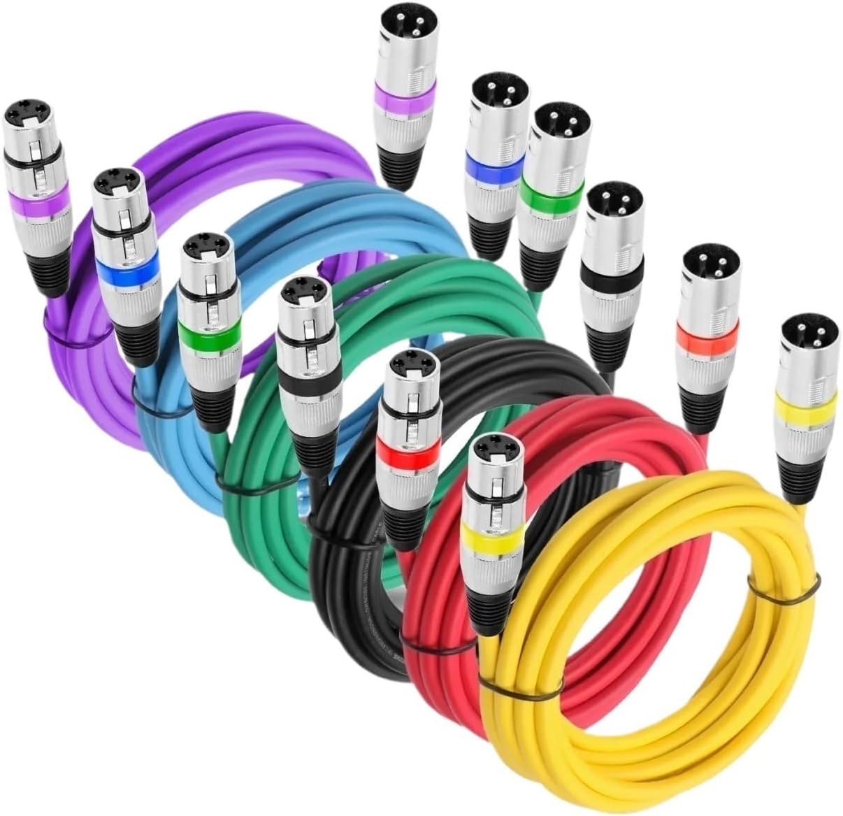 Colored XLR Microphone Cable XLR 3-Pin Male to Female Cable Audio Extension Cable XLR to XLR Dynamic Patch Cord 6 Pack(7.5 m)