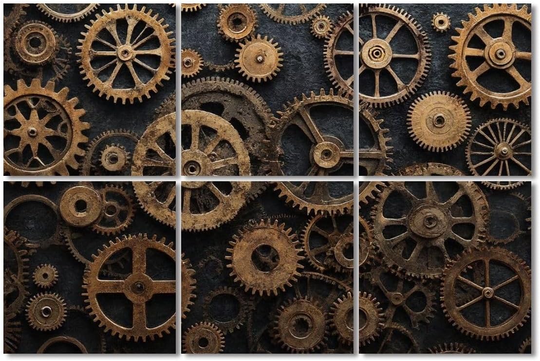 6 Pack Art Acoustic Panels Sound Absorbing Black Gold Vintage Distressed Cool Modern Boho Rust Punk Abstract Decorative Soundproof Wall Panels Self Adhesive for Recording Studios Office 72