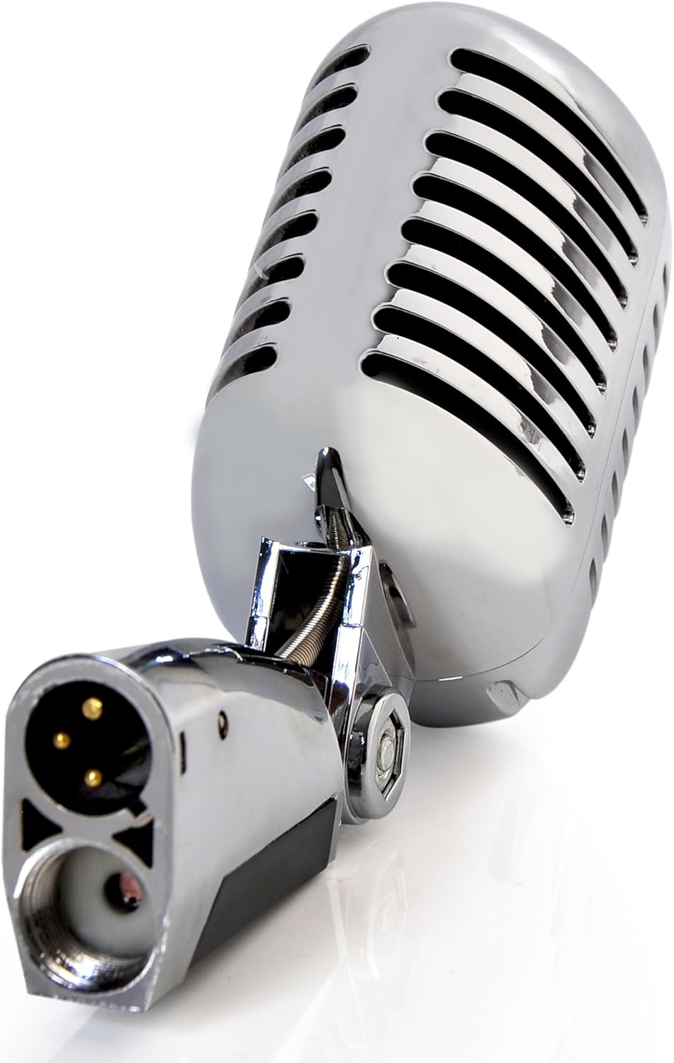 Pyle Retro Microphone, Classic Vintage Style, Unidirectional Audio, Adjustable Stand, XLR Cable, Silver Finish, Dynamic Vocal Performance Mic with 49-69” Swing Stand and Detachable Microphone