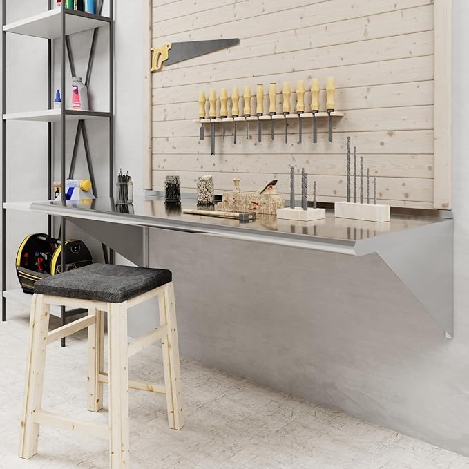 Stainless Steel Wall Shelf | Metal Shelving | Garage, Laundry, Storage, Utility Room | Restaurant, Commercial Kitchen | NSF Certified | (24” x 60”)