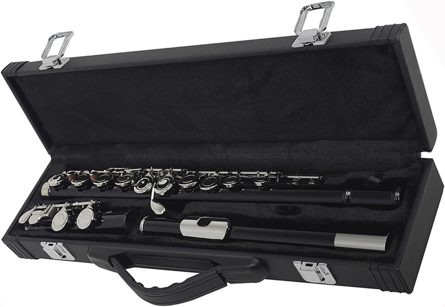 Flute Black 16-Hole Flute Woodwind Closed Key Plus E Key C Nickel-Plated Flute with Music Box Flutes Musical Instruments