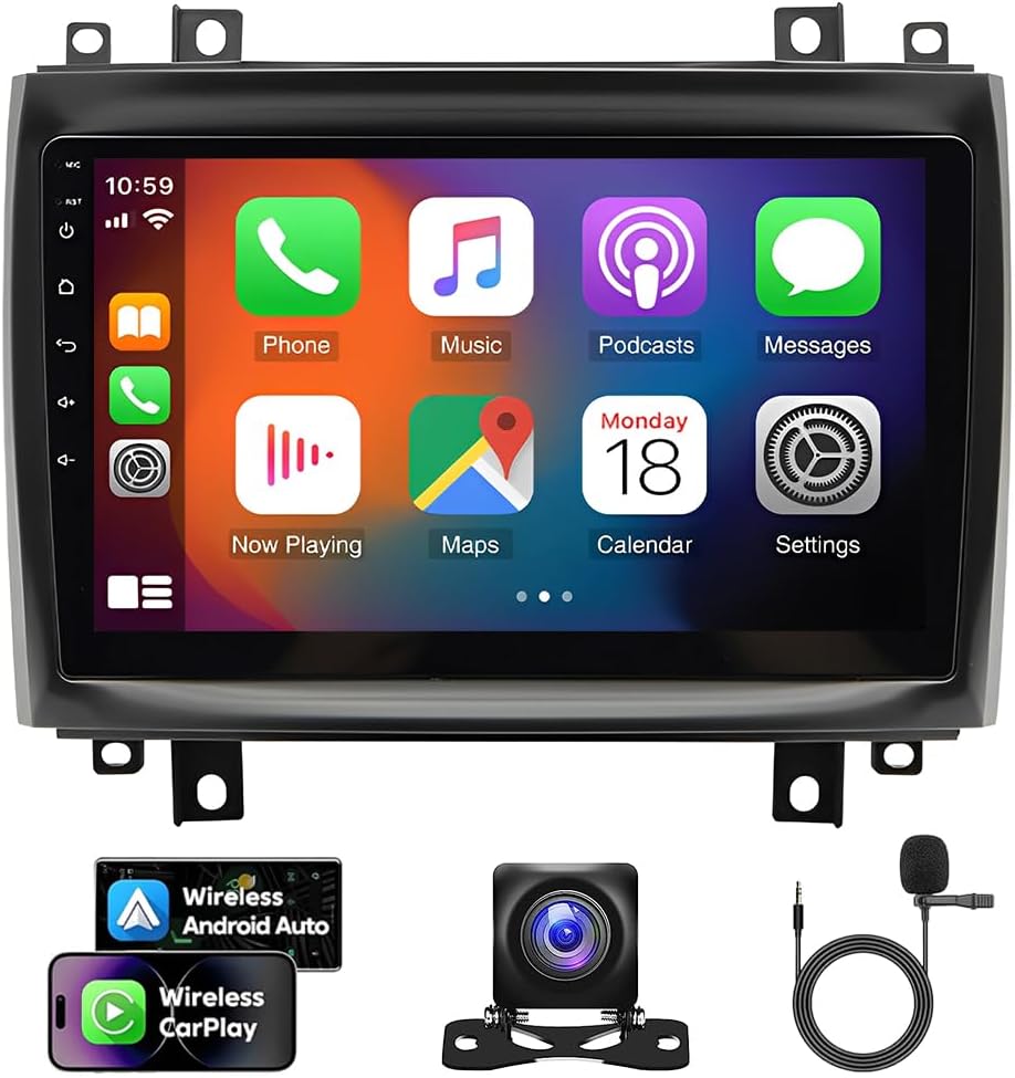 4G+64G 10'' Car Radio Stereo for Cadillac CTS 2003-2007, w/GPS Navigation 2006 2005 2004 Wireless w/carplay+w/Android 14 Auto Head Unit Car Audio Receiver, w/Bluetooth, Double Din IPS Touch Screen