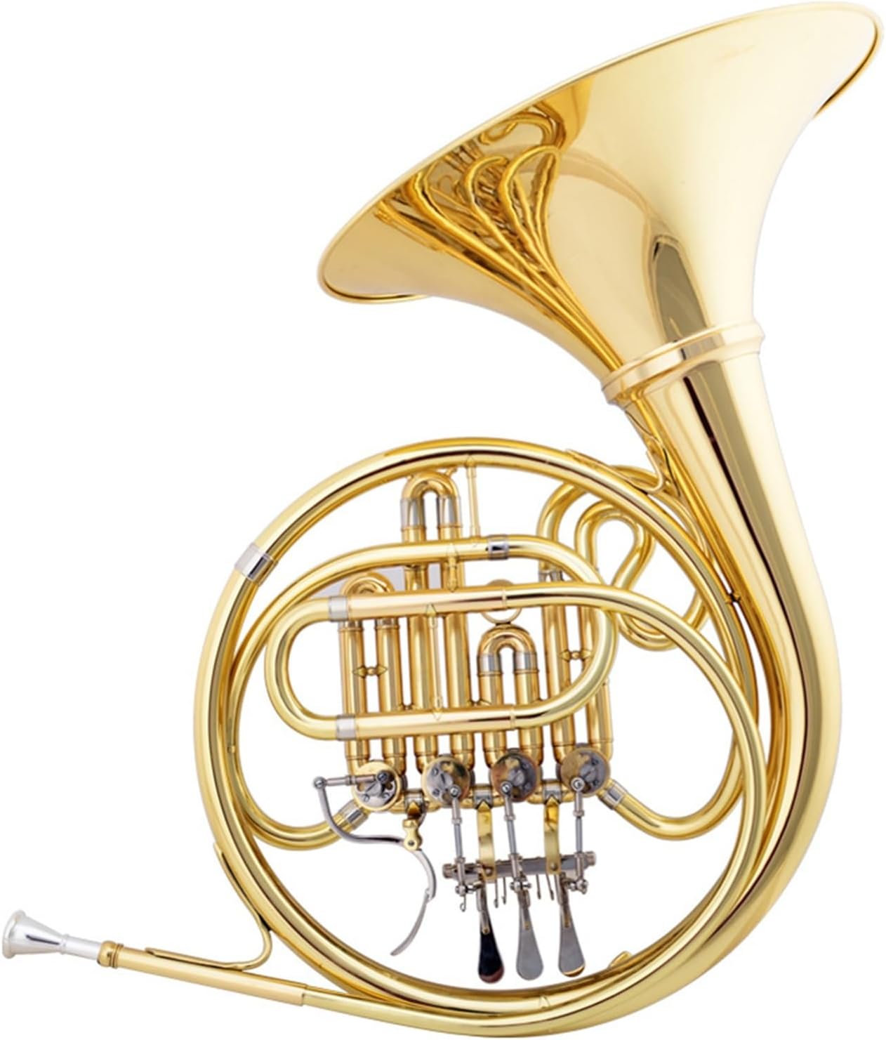 B flat 4 keys single row gold lacquered French horn