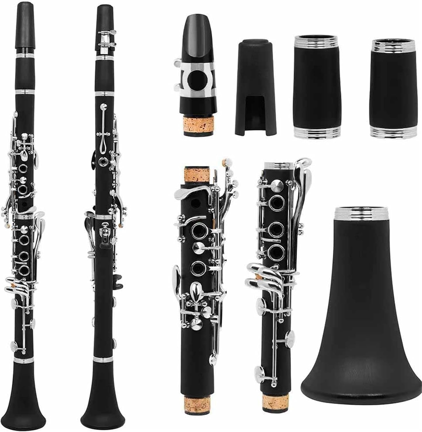 Bb Clarinet 17 Keys 6 Rings Portable Bakelite Professional Woodwind Instrument