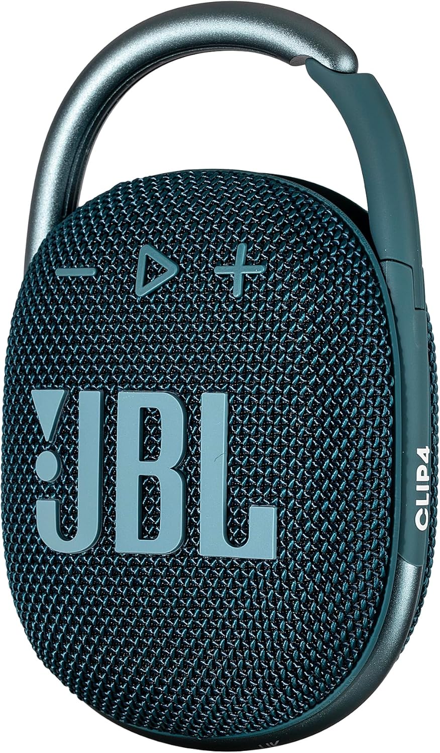 JBL Clip 4 Portable Bluetooth Speaker with Built-in Carabiner | Compact Wireless Waterproof IP67 Speaker for Travel and Outdoors| Bold Sound, Long Battery Life (Blue) + USB Adapter + Microfiber Cloth