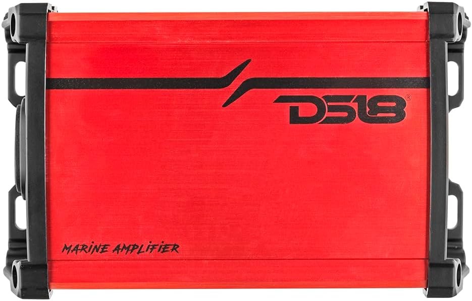 DS18 MP.4A Marine and Powersports Amplifier 4-Channel Full-Range Class D 4 x 40 Watts Rms @ 4-Ohm - Compact IP55 Water-Resistant Amp 480W Max Power - Great for Marine/Motorsports and All Applications