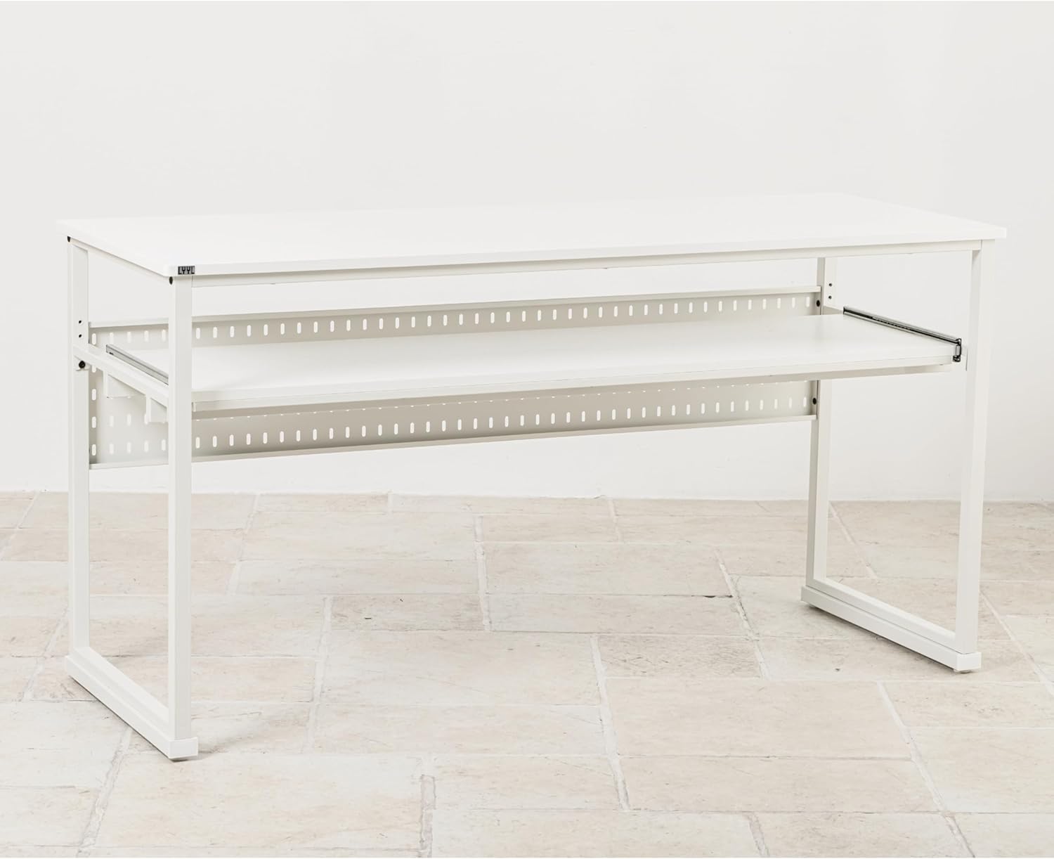 Music Studio Desk with Keyboard Tray and Height Adjustment Bracket, for Full 88 Keys (Music Producer Desk)(White, 88 Keys)