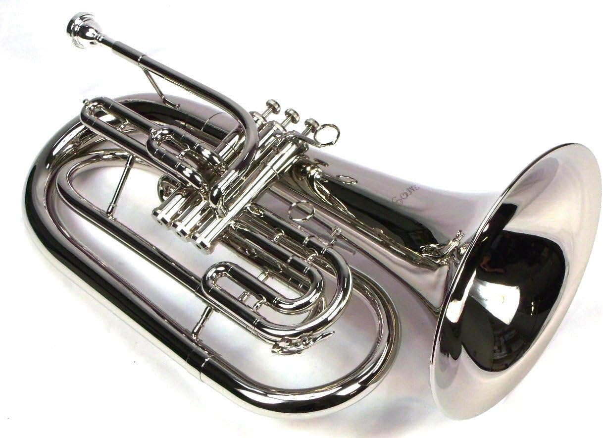 Advanced Monel Pistons Marching Baritone Key of Bb w/Case & Mouthpiece-Nickel Plated Finish
