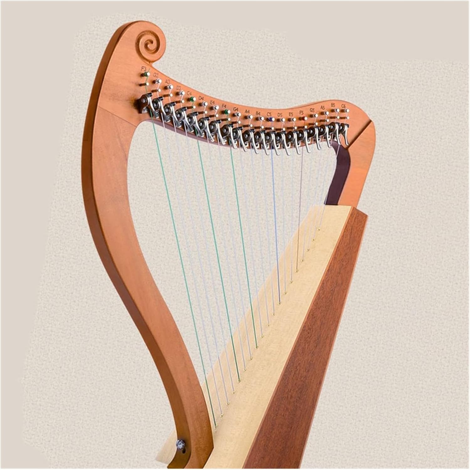 Lyre Harp Set 19-string Harp Portable Small Beginner Instrument With Half-key 19-tone Original Wood Color With Accessories
