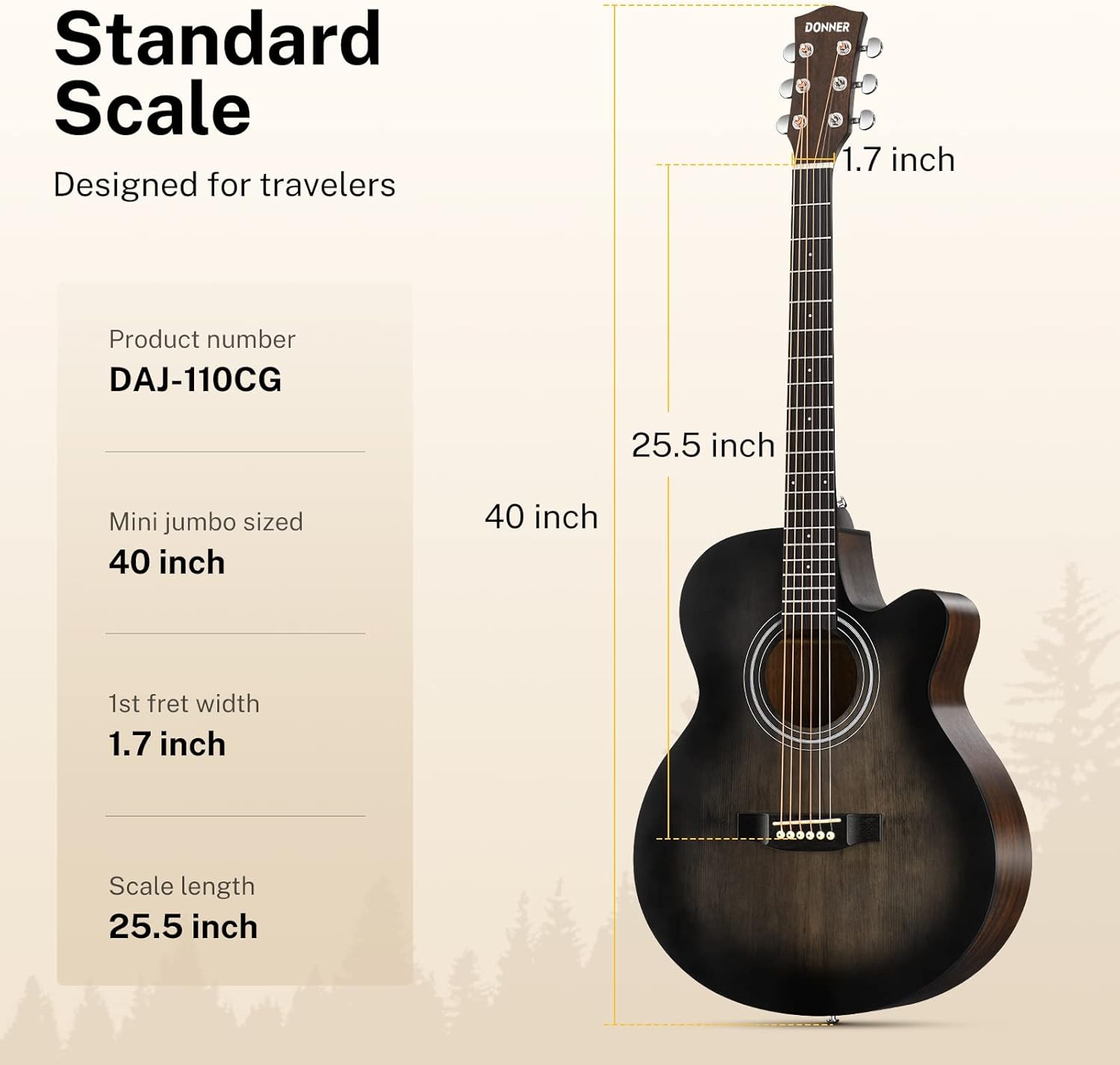 Donner Acoustic Guitar for Beginner-Mechanical Metronome