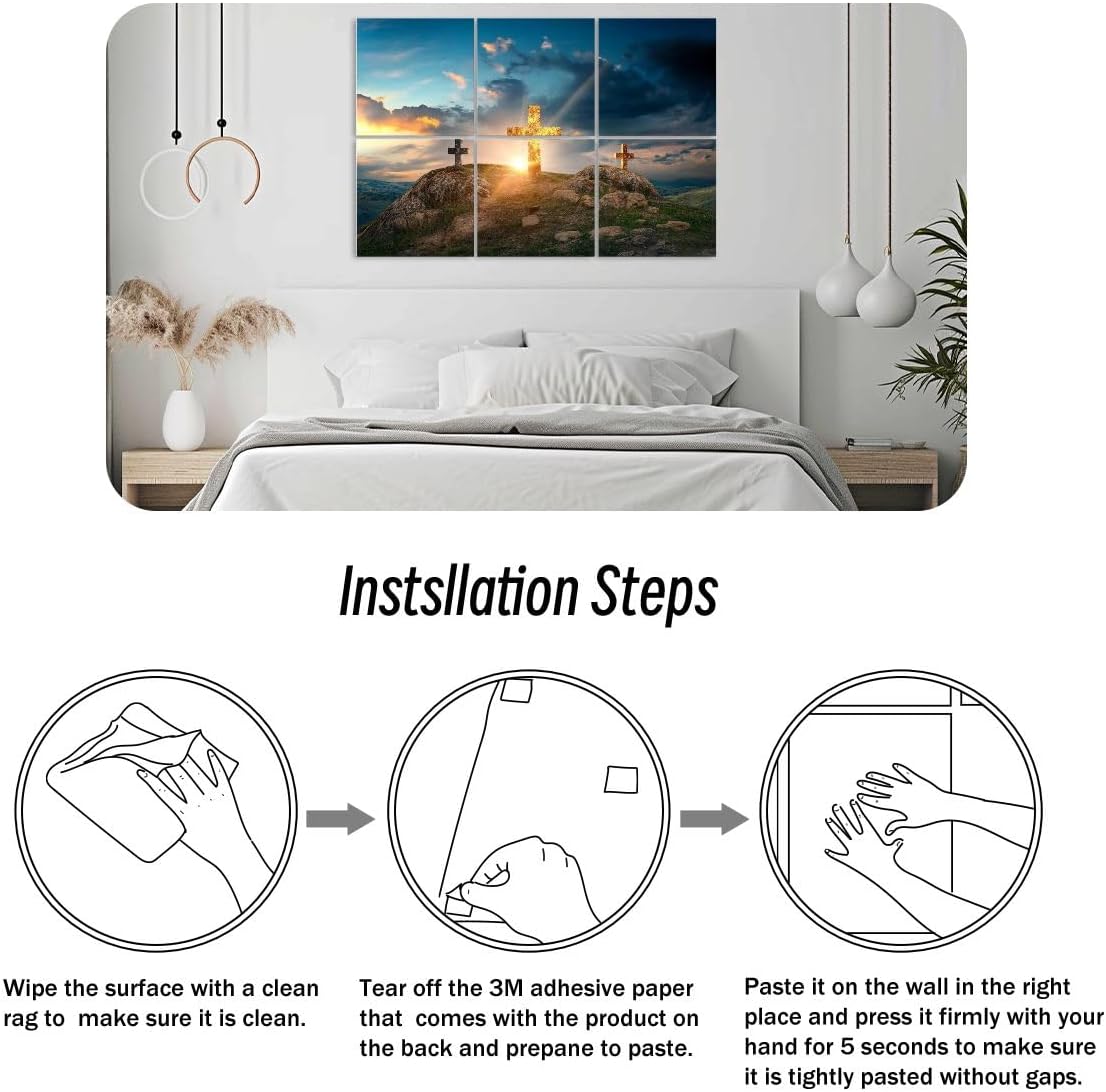 6 Pack Art Acoustic Panels Christian Cross rock hill Sound Absorbing Panel 48