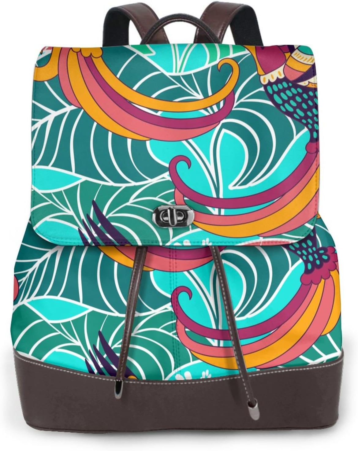 Colorful Bird for Womens Backpack Purse Microfiber PU Anti-theft Large Fashion Designer Travel Bag Ladies Shoulder Bags