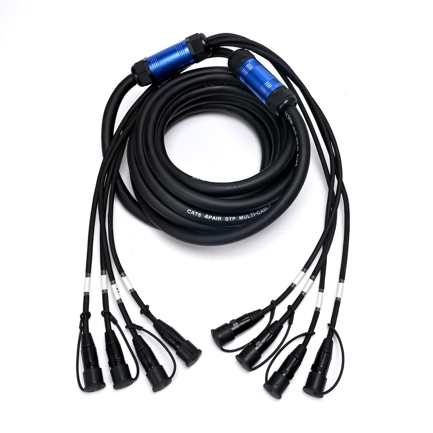 Jamesin 4 Channel CAT6 Shielded Ethercon Cable 100 Feet, with Booted Rj45, Auto-Locking Ethernet, for Studio Setups, Touring, Stage Production, Concerts & Other Applications