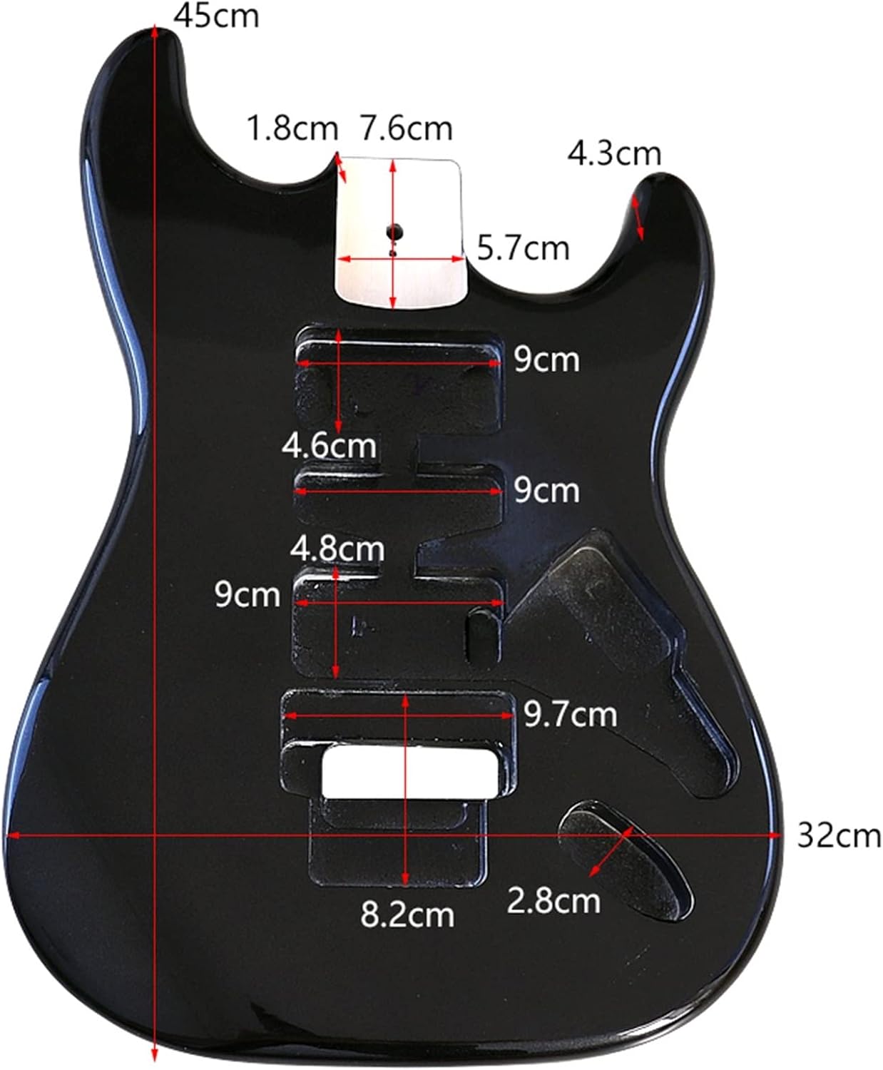 TSTS Guitar Body Black DIY Guitar Parts Poplar Wood Guitar Body Electric Guitar Barrel Guitar DIY Accessory