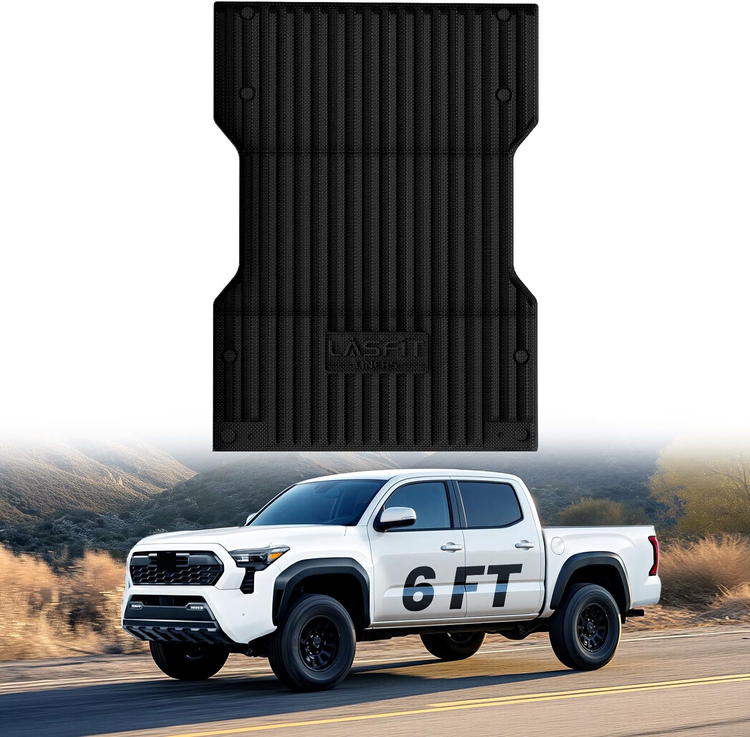 LASFIT Bed Mat for Toyota 2024-2026 Tacoma (6ft,6'Bed) Truck Bed, All Weather 6ft Car Bed Liner for Toyota Tacoma 2025 2026 2026 Accessories, TPE Trunk Mat&Cargo Liner (Not Fit Drop-in Liners)