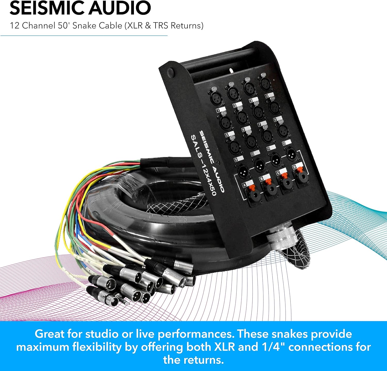 Seismic Audio - SALS-12x4x50 - 12 Channel 50' Pro Stage XLR Snake Cable (XLR & 1/4