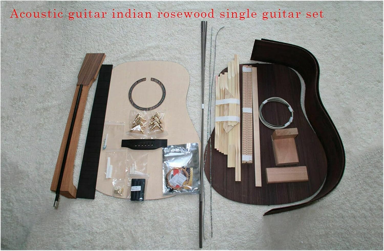 Unfinished Guitar Kit 1 Set DIY Unfinished Acoustic Guitar Style 41inch OM D-Type Rounded Corner Acoustic Guitar DIY Kit Handmade ​Guitar Body