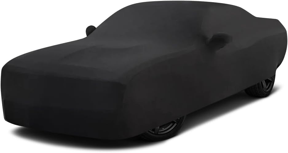 Indoor Car Cover for Dodge Challenger Soft Stretch Car Cover Dust-Proof Protection Full Exterior Fits up to 202 inches, Black