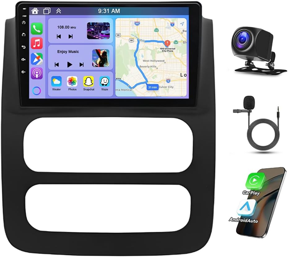 Double Din Car Stereo for Dodge Ram 1500 2500 3500 2002-2005 with Wireless Carplay and Android Auto, 9