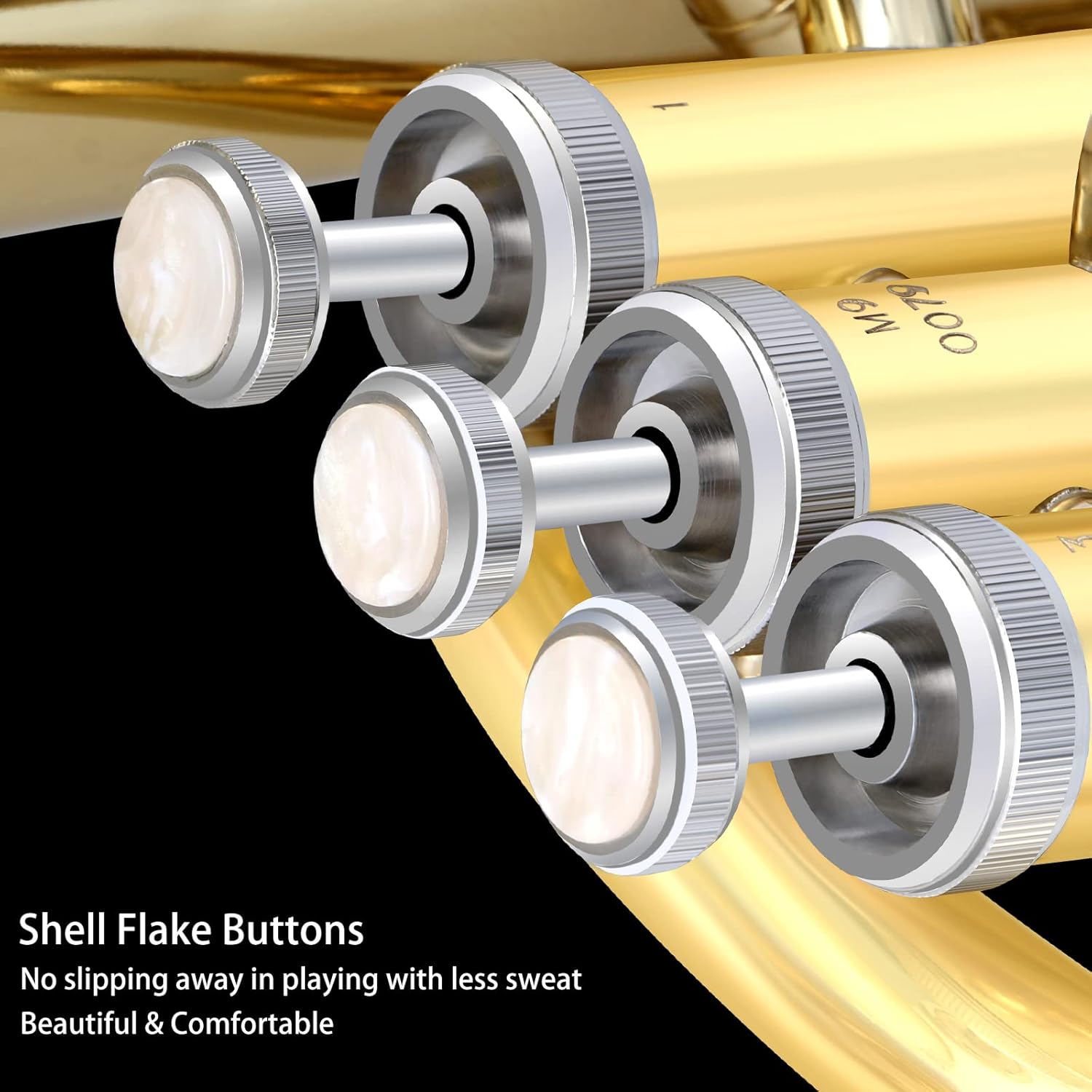 ROWELL Professional Bb Baritone Horn - 3 Valves Brass Baritone with Stainless Steel Valves Premium Case Set with Mouthpiece, Strap, Care Kit