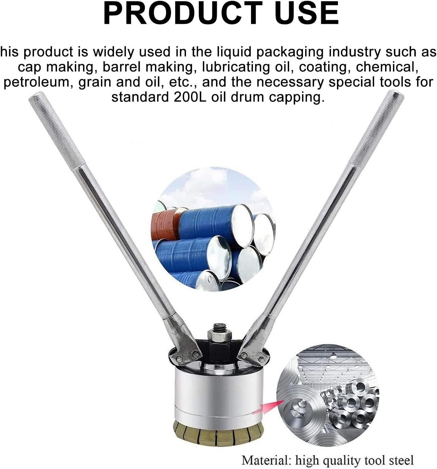 200L Oil Drum Pressure Cap Crimping Tool, 35&70mm Sealing Barrel Crimper Sealer, Manual Iron Barrel Sealing Machine,35mm+70mm