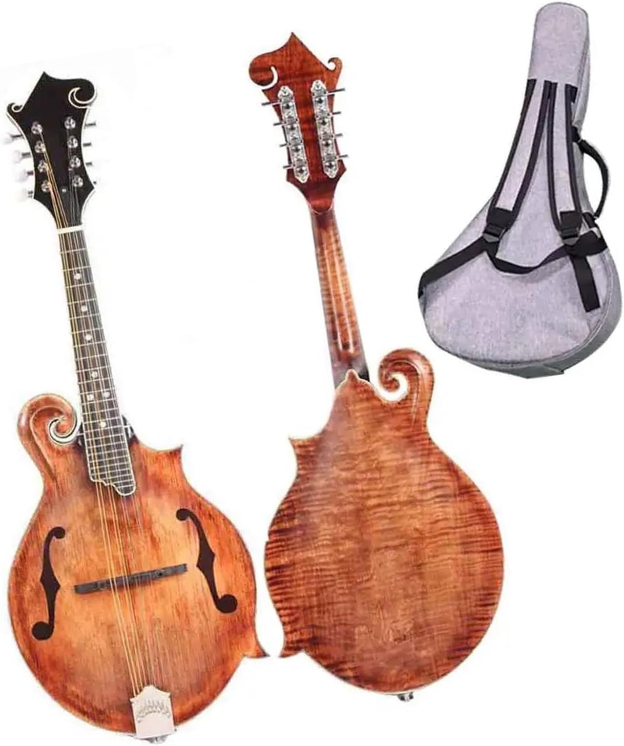 Handmade Mandolin Instrument All Solid Flamed Maple Back Panel With Bag Beginner Mandolin String Instrument