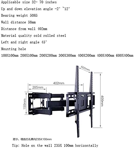 TV Wall Brackettv mounts Stands Tv Wall Mount Tilting Tv Brackets with Articulating Arms Full Motion TV Mount Bracket for 26-70 Inch Flat Curved TVs Max 400x400mm Up to，Black-3270 inches